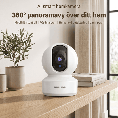 HomeGuard – Smart Övervakningskamera med 360° Panoramavy, WiFi & Tvåvägsljud