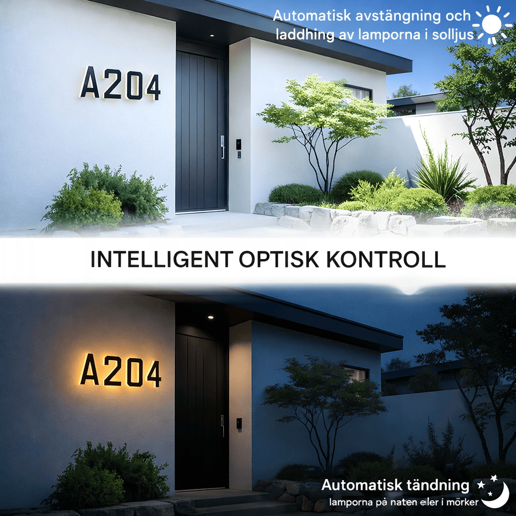 JASPER - Solarbetriebene Nummernleuchte für Haus, Hotel, Geschäft & Briefkasten mit IP44, Sensor und einfacher Montage