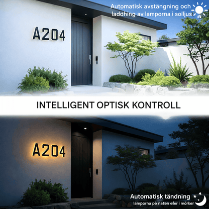 JASPER - Solarbetriebene Nummernleuchte für Haus, Hotel, Geschäft & Briefkasten mit IP44, Sensor und einfacher Montage