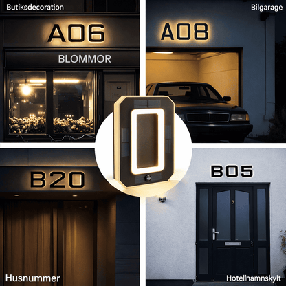 JASPER - Solarbetriebene Nummernleuchte für Haus, Hotel, Geschäft & Briefkasten mit IP44, Sensor und einfacher Montage