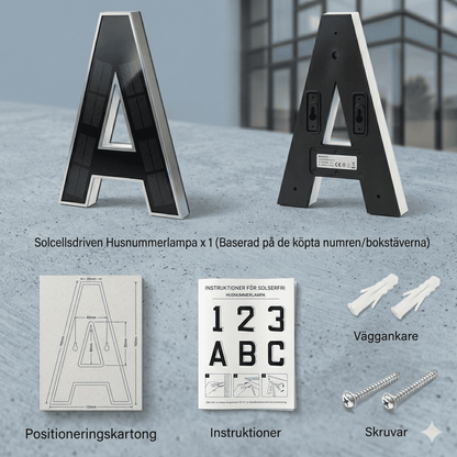 JASPER - Solarbetriebene Nummernleuchte für Haus, Hotel, Geschäft & Briefkasten mit IP44, Sensor und einfacher Montage