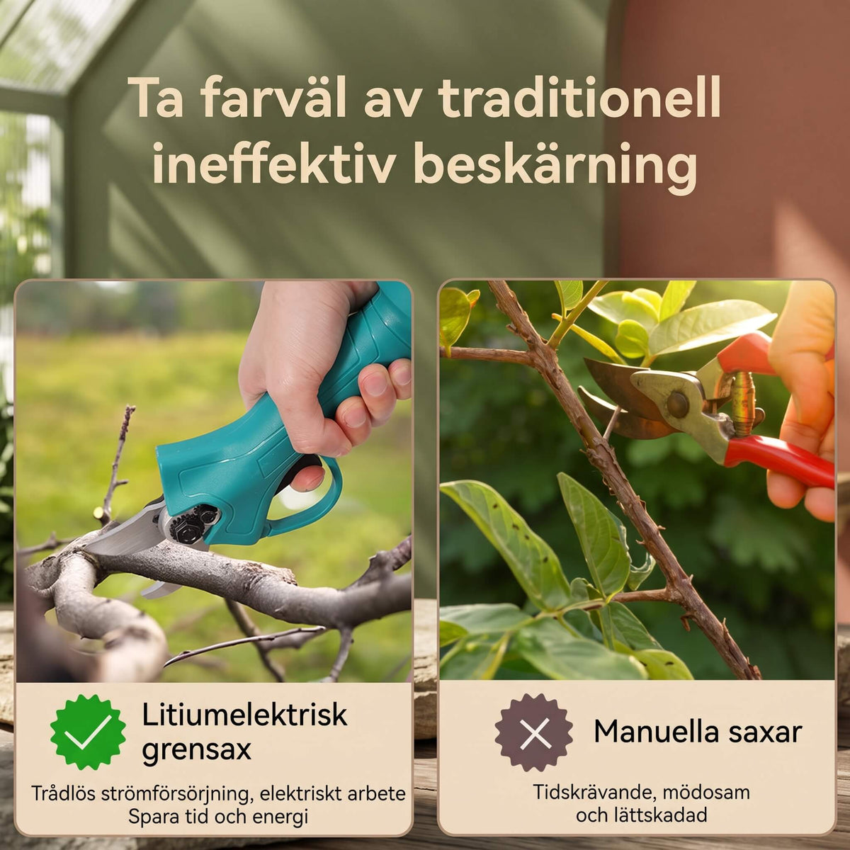 JESPER - Rechargeable Cordless Shears for Easy and Clean Garden Trimming