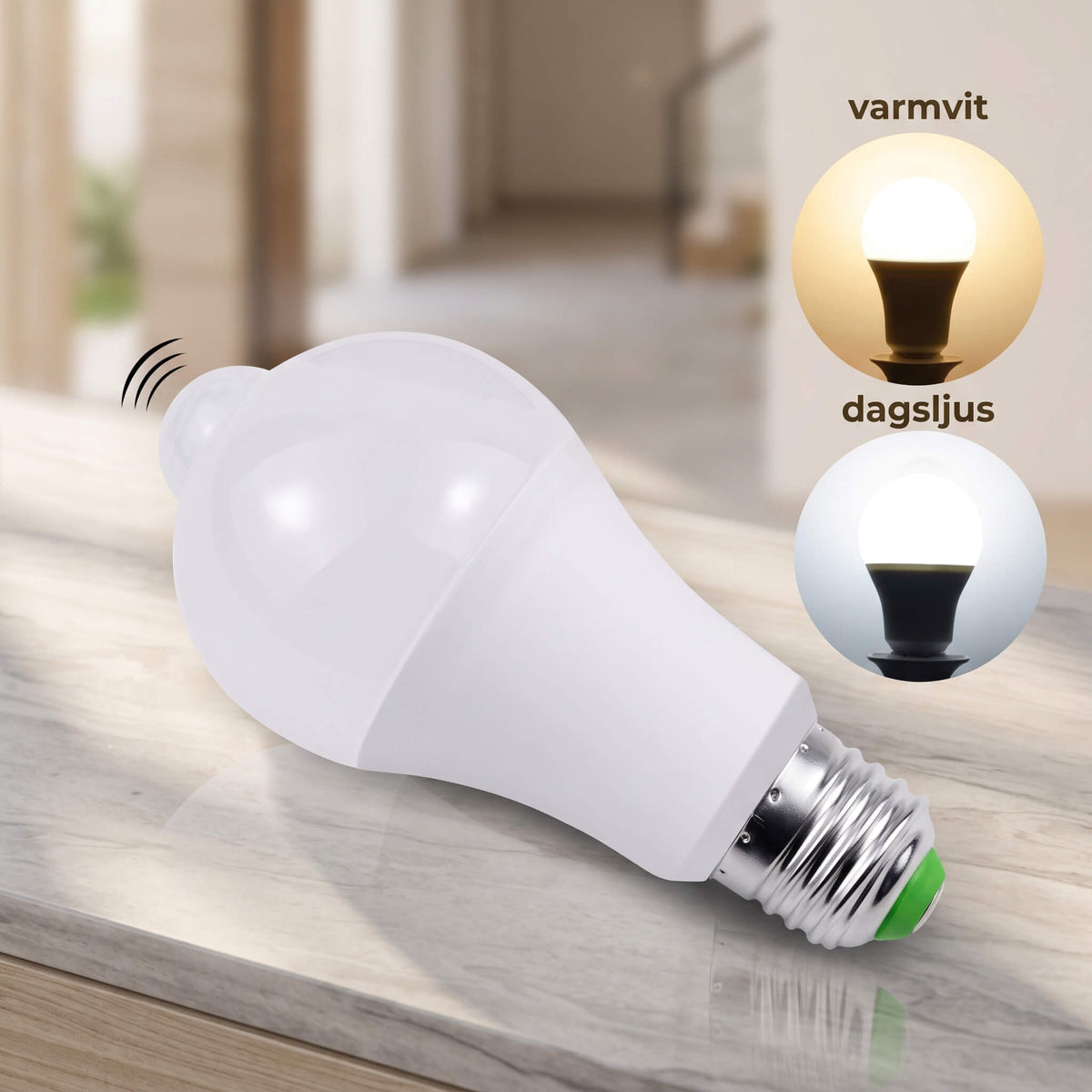 JONATAN – Ampoule LED intelligente E27 12W avec détecteur de mouvement et capteur de luminosité – Éclairage automatique pour entrée, garage et véranda