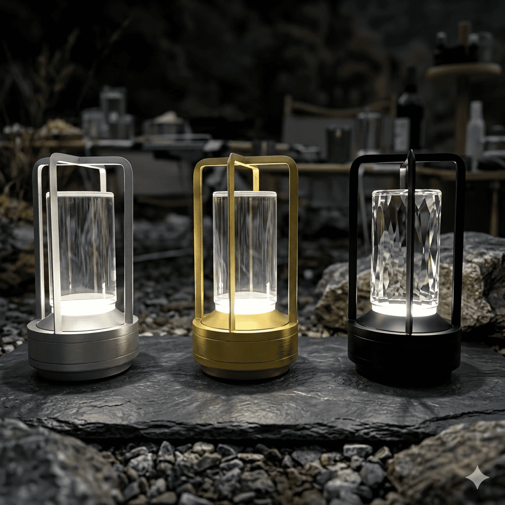 LARA – Crystal LED Table Lamp with Touch Control, Dimmer & Rechargeable Battery