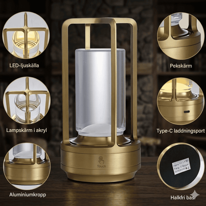 LARA – Crystal LED Table Lamp with Touch Control, Dimmer & Rechargeable Battery