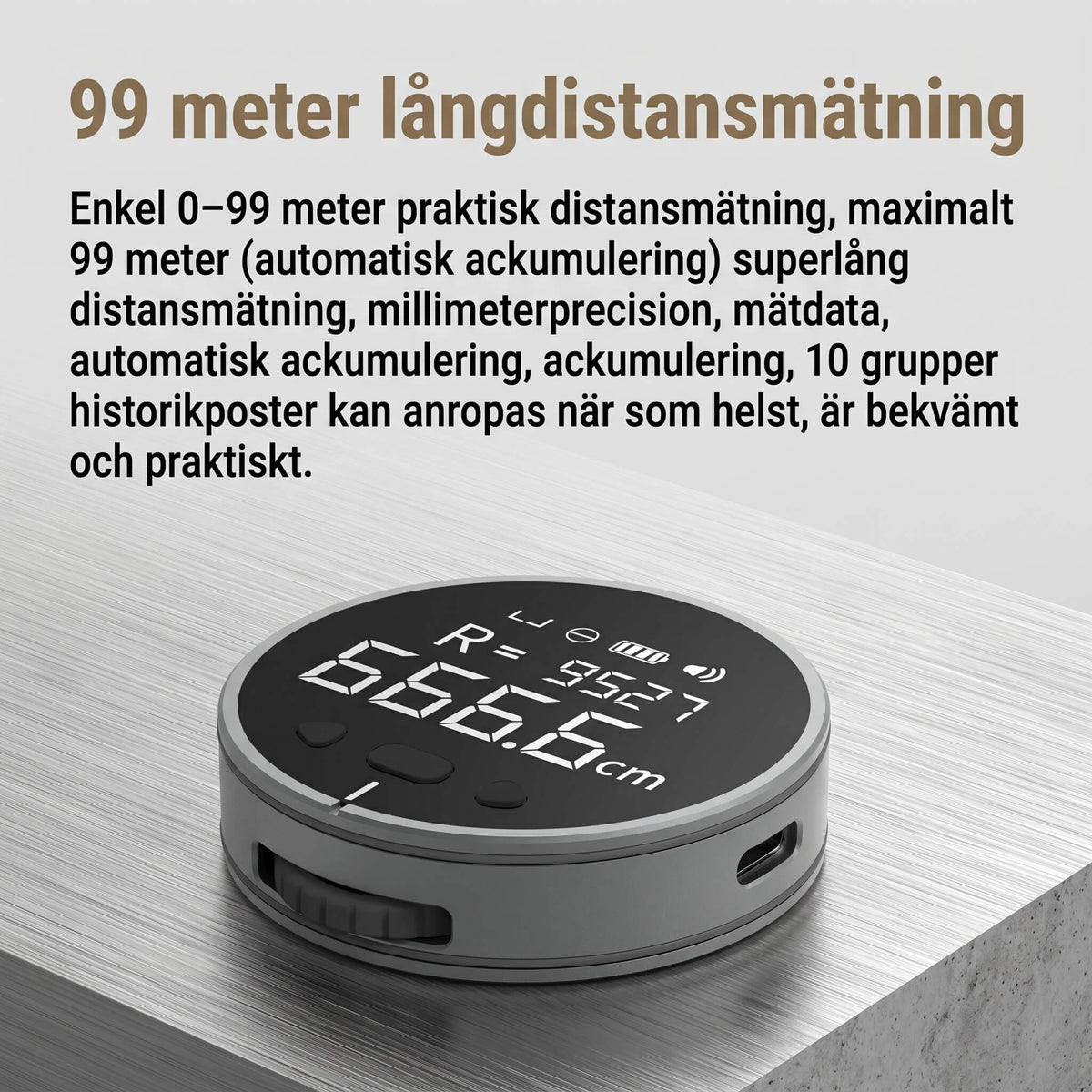 LEODY – Electronic Measuring Ruler With LCD Screen – USB-Rechargeable Digital Measuring Tool in Aluminium