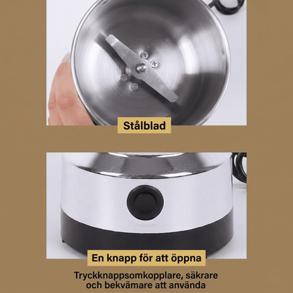 LIVIA – Elektrisk Mini-Kvern for Kaffe, Krydder & Babymat, Ultrafin Maling