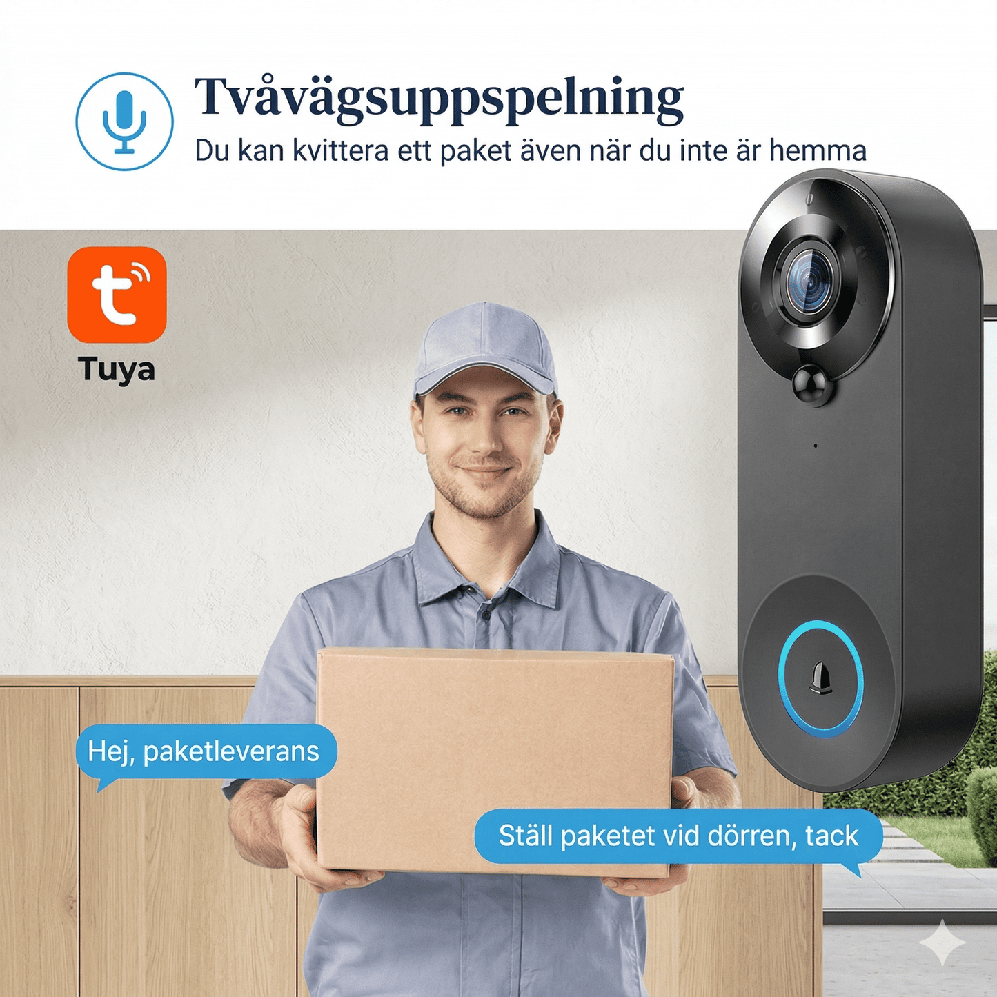 LOKE – Drahtlose Video-Türklingel mit 1080P-Kamera, Zwei-Wege-Audio, Bewegungserkennung und Sprachsteuerung