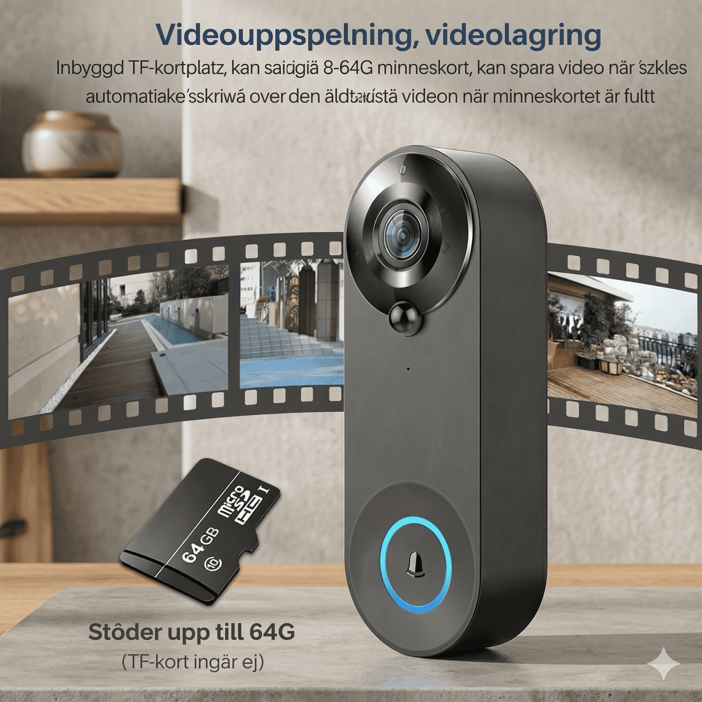 LOKE – Drahtlose Video-Türklingel mit 1080P-Kamera, Zwei-Wege-Audio, Bewegungserkennung und Sprachsteuerung