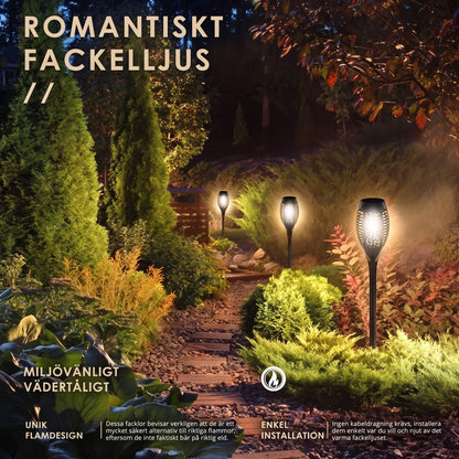 LUDVIG – Solarbetriebene LED-Fackel mit Flammeneffekt – Wasserdicht IP65 Außenbeleuchtung für Garten, Terrasse und Rasen
