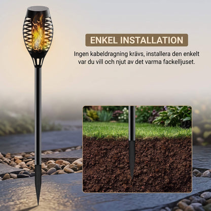 LUDVIG – Solarbetriebene LED-Fackel mit Flammeneffekt – Wasserdicht IP65 Außenbeleuchtung für Garten, Terrasse und Rasen