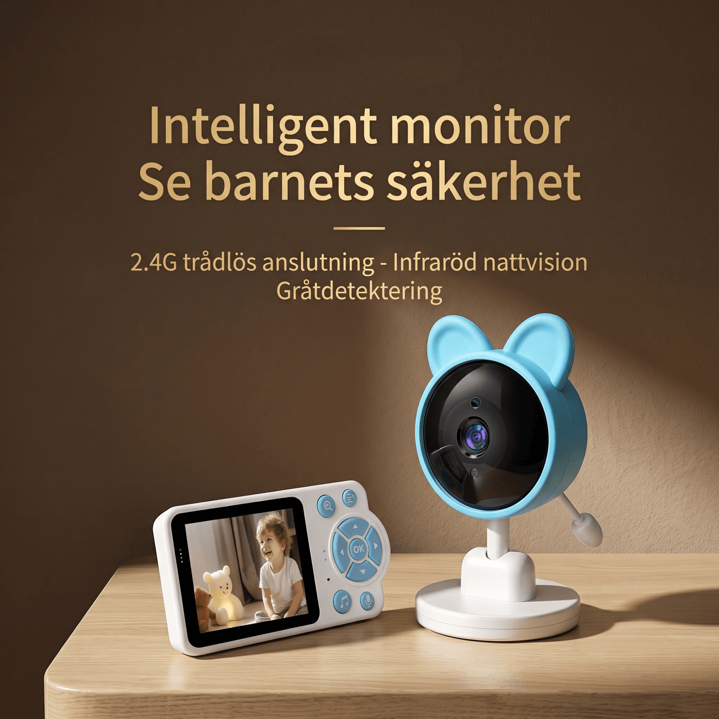 LullaView – Smart Babymonitor med Nattsyn, Temperaturovervåking & Trådløs Tilkobling