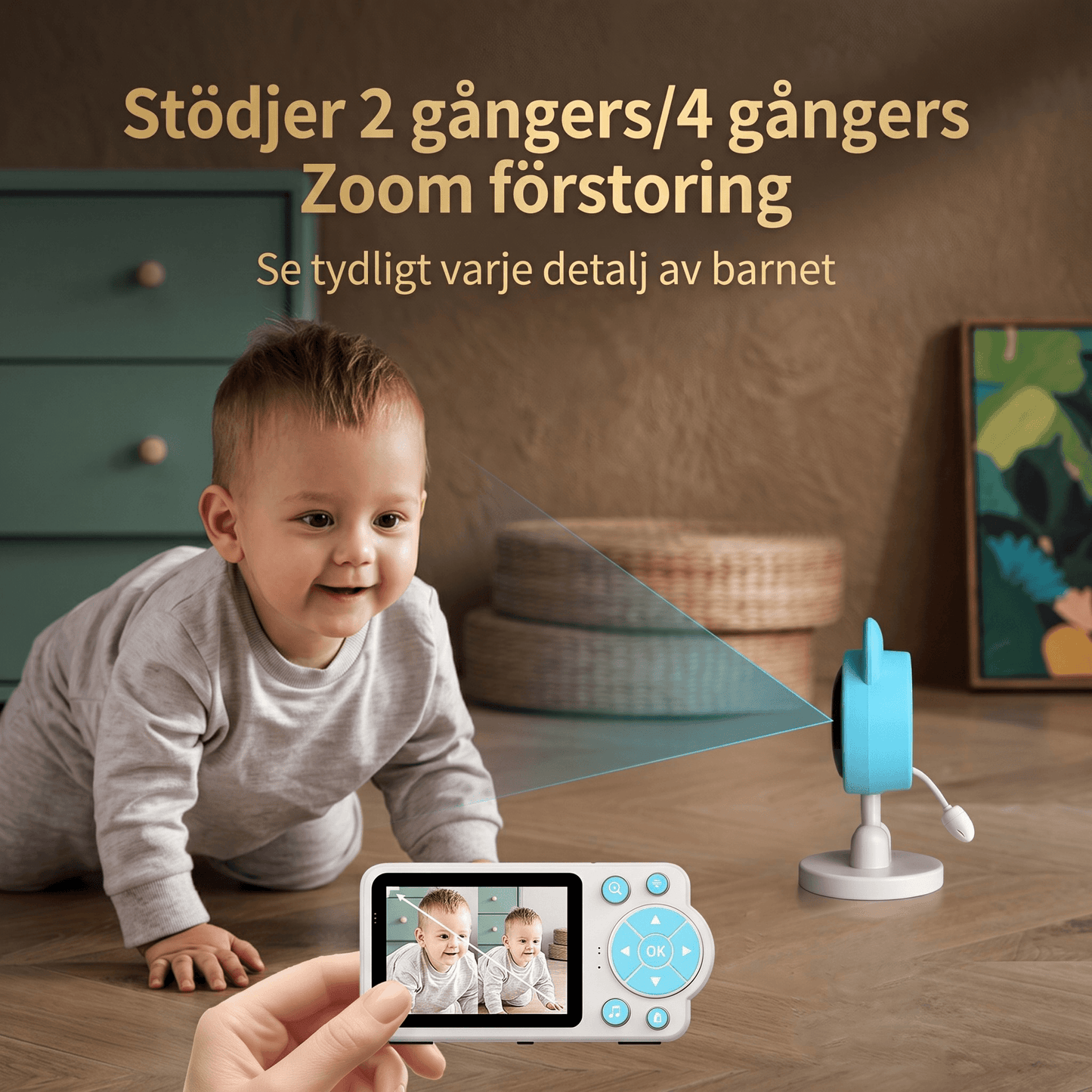 LullaView – Smart Babymonitor med Nattsyn, Temperaturovervåking & Trådløs Tilkobling