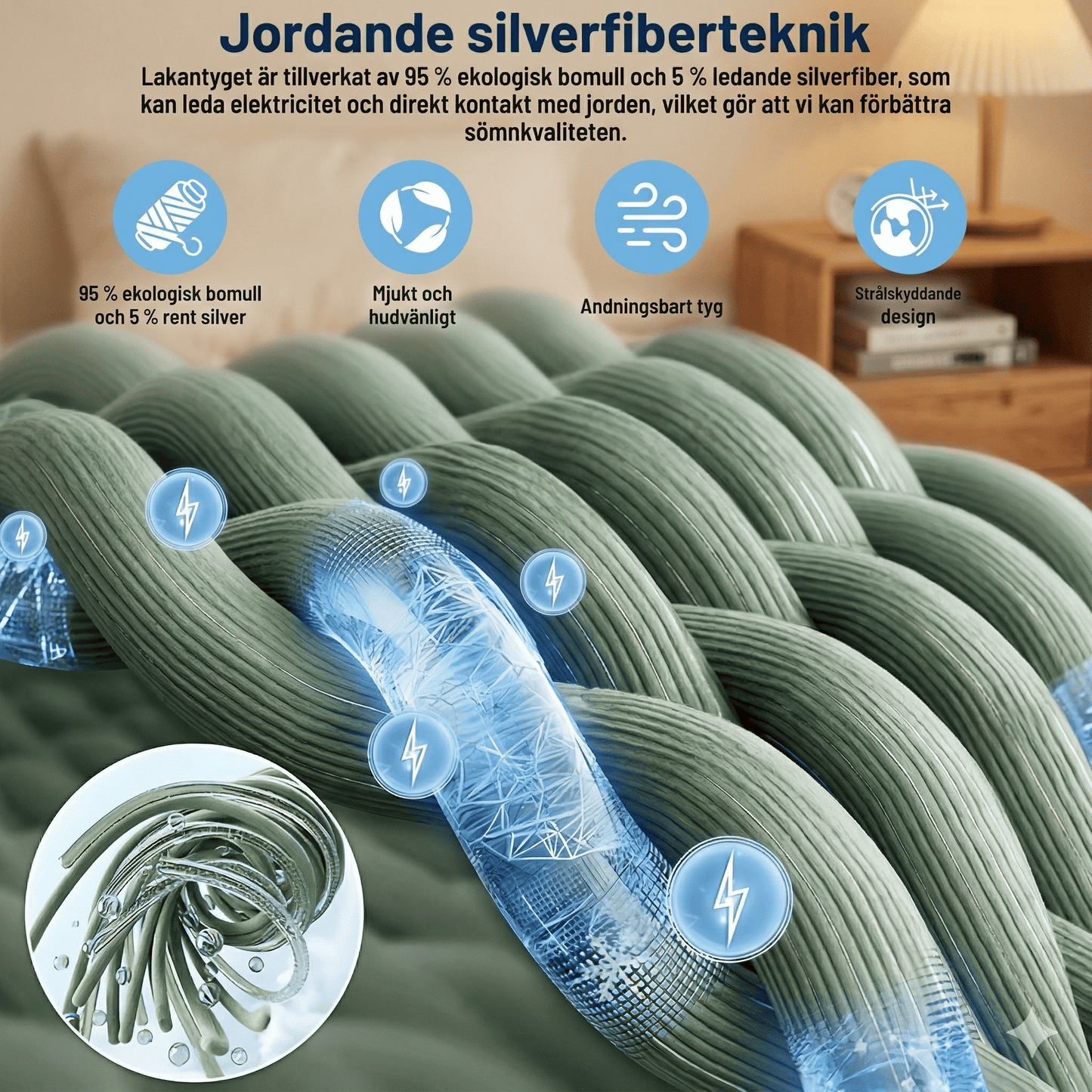 MAEVE – Jordende Laken i Økologisk Bomull med Ledende Sølvfiber for Bedre Søvn & Velvære