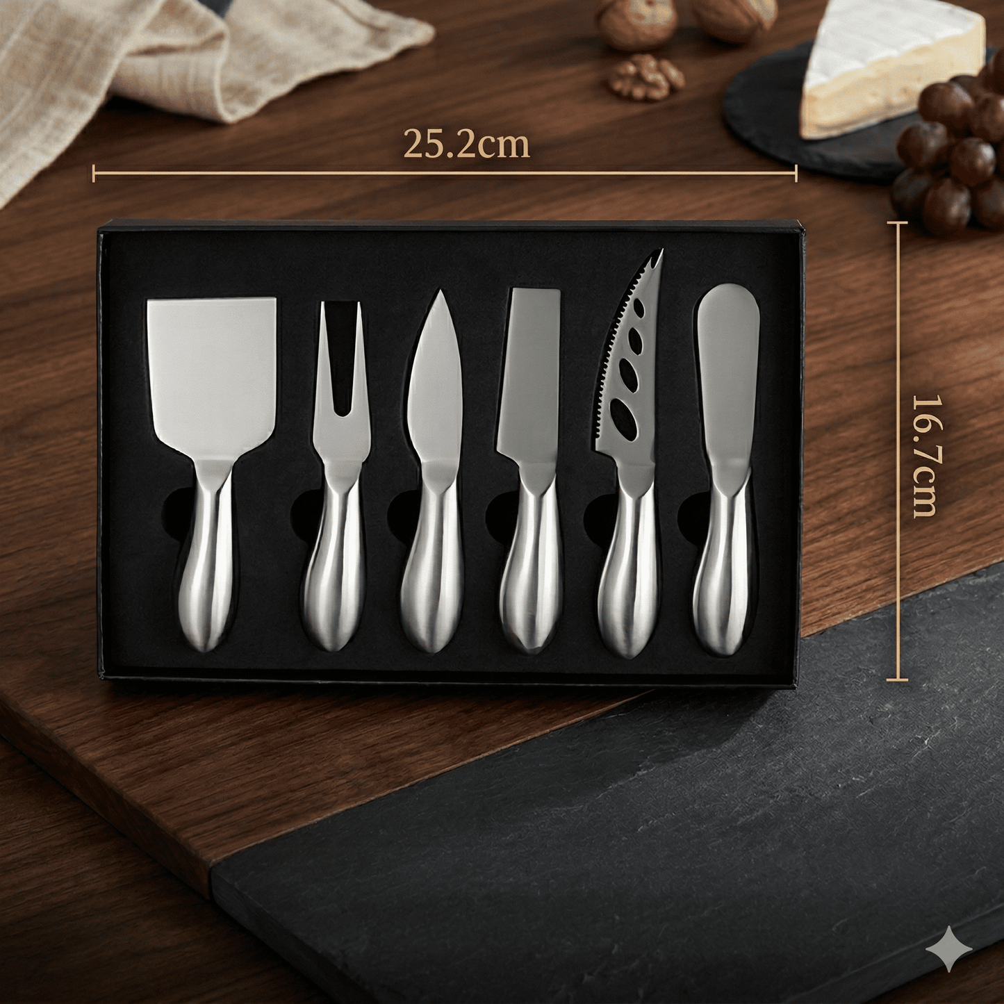 MARGO – Rostfritt Stål Ostknivsset med Spade, Gaffel & Smörkniv för Hem och Kök