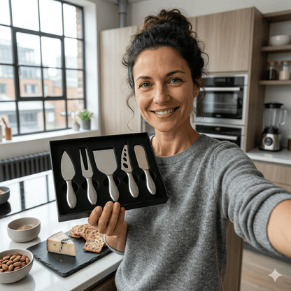MARGO – Rostfritt Stål Ostknivsset med Spade, Gaffel & Smörkniv för Hem och Kök