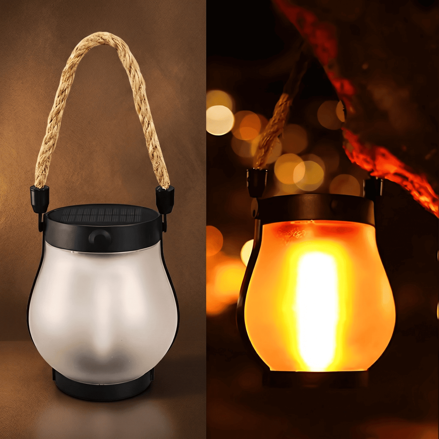 MARTHA - Lampe à flamme solaire avec chargeur USB, décoration de jardin suspendue & Éclairage LED chauffant
