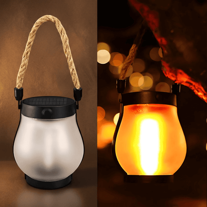 MARTHA - Lampe à flamme solaire avec chargeur USB, décoration de jardin suspendue & Éclairage LED chauffant