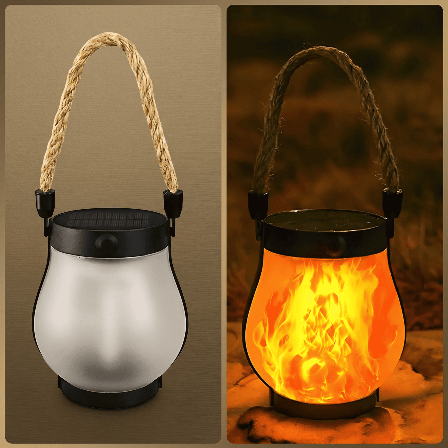 MARTHA - Lampe à flamme solaire avec chargeur USB, décoration de jardin suspendue & Éclairage LED chauffant