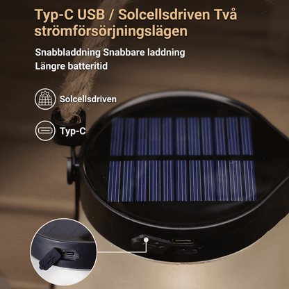 MARTHA - Lampe à flamme solaire avec chargeur USB, décoration de jardin suspendue & Éclairage LED chauffant