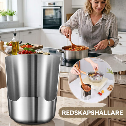 SIGRID – Ställ i Rostfritt Stål för Locköverdrag, Sked och Skärbräda – Multifunktionell Köksorganisation
