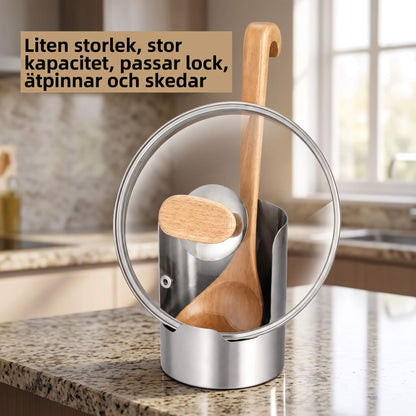 SIGRID – Ställ i Rostfritt Stål för Locköverdrag, Sked och Skärbräda – Multifunktionell Köksorganisation