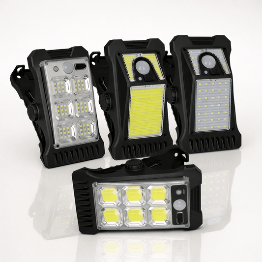 NOA – Solarbetriebene und wiederaufladbare Außenlampe mit Bewegungssensor, 45 LEDs und Clip-On-Halterung