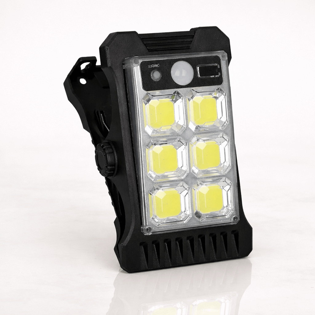 NOA – Lampe d'extérieur rechargeable à énergie solaire avec détecteur de mouvement, 45 LED et fixation à clip