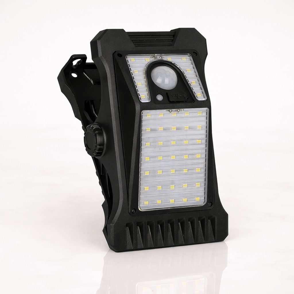 NOA – Lampe d'extérieur rechargeable à énergie solaire avec détecteur de mouvement, 45 LED et fixation à clip