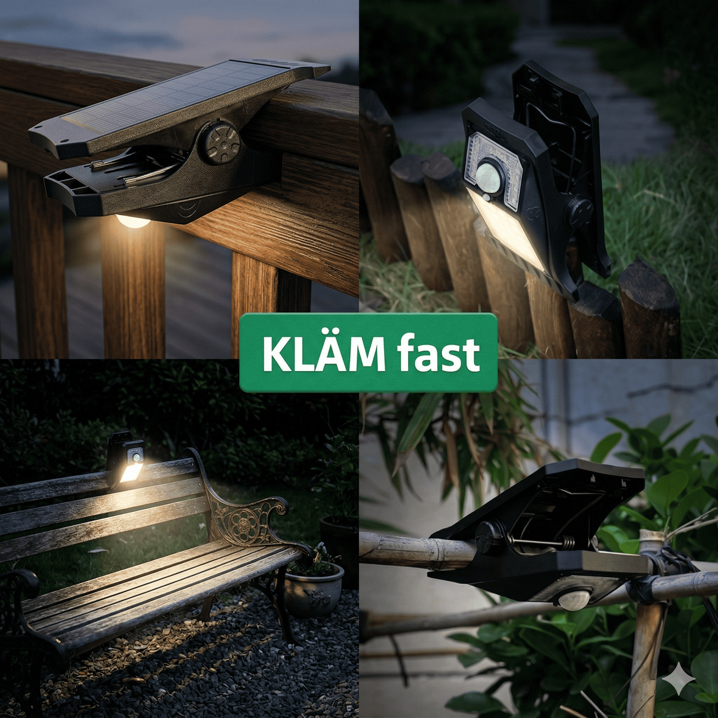 NOA – Lampe d'extérieur rechargeable à énergie solaire avec détecteur de mouvement, 45 LED et fixation à clip