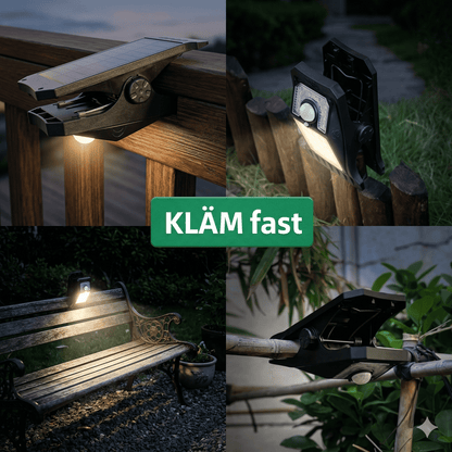 NOA – Lampe d'extérieur rechargeable à énergie solaire avec détecteur de mouvement, 45 LED et fixation à clip
