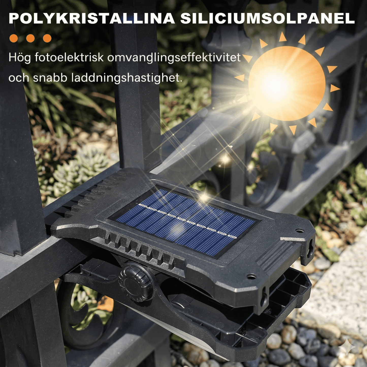 NOA – Lampe d'extérieur rechargeable à énergie solaire avec détecteur de mouvement, 45 LED et fixation à clip