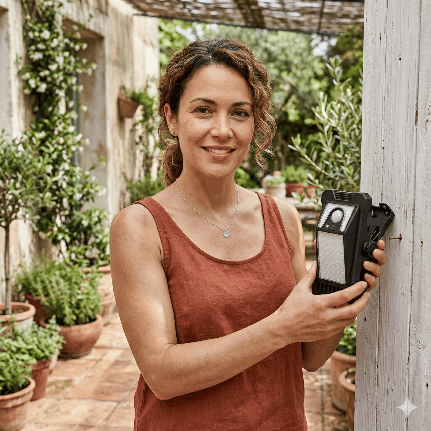 NOA – Lampe d'extérieur rechargeable à énergie solaire avec détecteur de mouvement, 45 LED et fixation à clip
