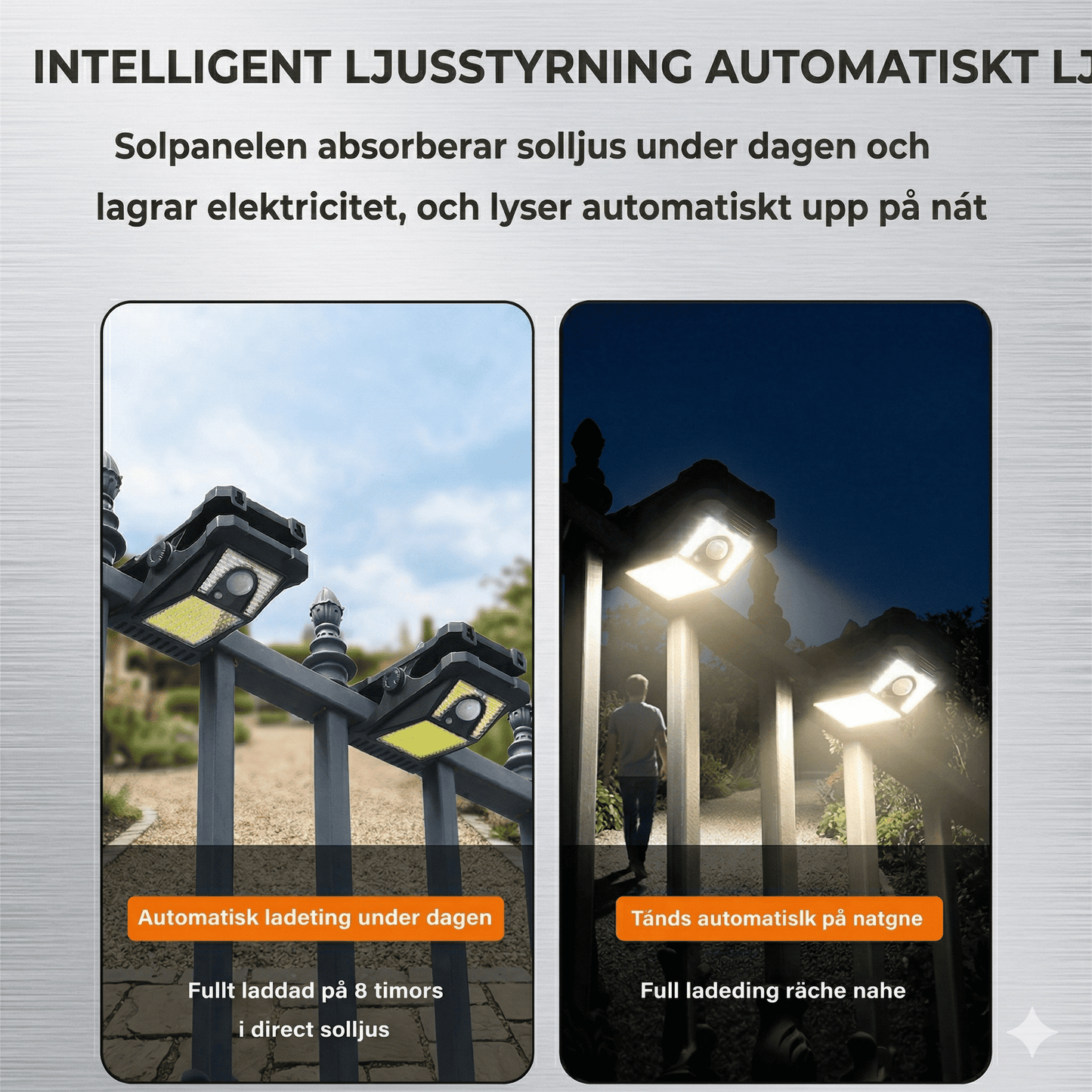 NOA – Lampe d'extérieur rechargeable à énergie solaire avec détecteur de mouvement, 45 LED et fixation à clip