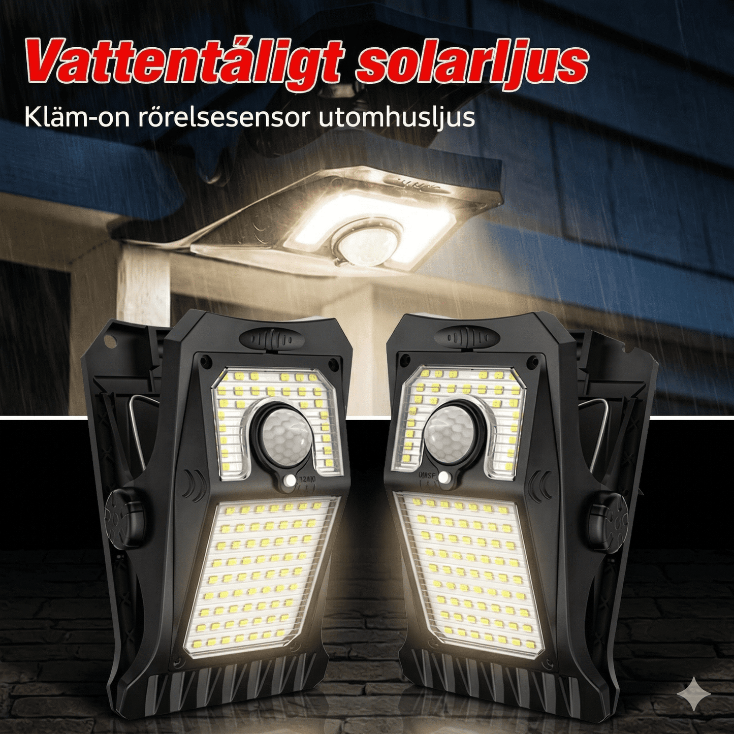 NOA – Lampe d'extérieur rechargeable à énergie solaire avec détecteur de mouvement, 45 LED et fixation à clip