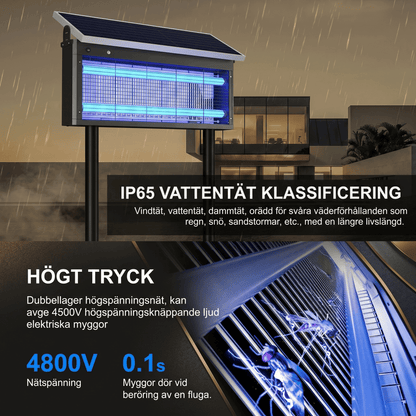 OLAV – Solarbetriebene UV-Mückenlampe IP65 mit Dual-Wellenlängen-LED – Insektenvernichter für den Außenbereich