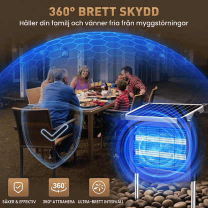 OLAV – Solarbetriebene UV-Mückenlampe IP65 mit Dual-Wellenlängen-LED – Insektenvernichter für den Außenbereich