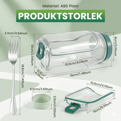 OLOF – Boîte à salade portable à ouverture latérale, compartiment à sauce étanche – Boîte à lunch pour des repas frais