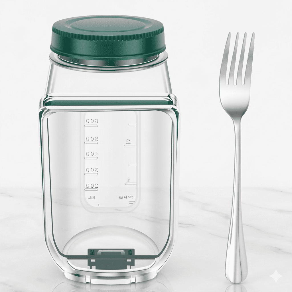 OLOF – Boîte à salade portable à ouverture latérale, compartiment à sauce étanche – Boîte à lunch pour des repas frais