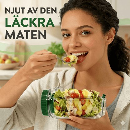 OLOF – Boîte à salade portable à ouverture latérale, compartiment à sauce étanche – Boîte à lunch pour des repas frais