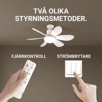 CLARA – Takfläkt med LED och Fjärrkontroll, 6 Blad, Dimbar E27