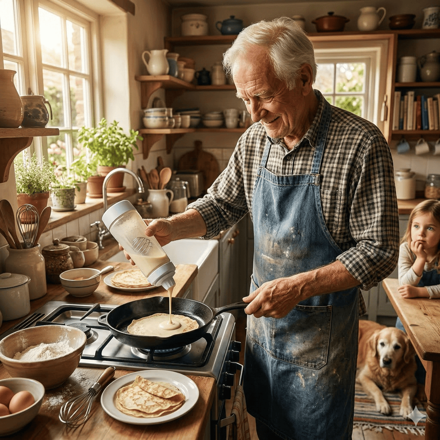 PAMELA - Fouet à main pour crêpes, gaufres et cupcakes, mélangeur et distributeur en acier inoxydable pour une cuisson facile à la maison