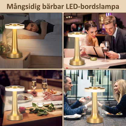 PONTUS – Rechargeable Retro Table Lamp with Touch Dimming and 3 Light Colours – Cordless LED Lamp in Gold, Silver or Rose Gold