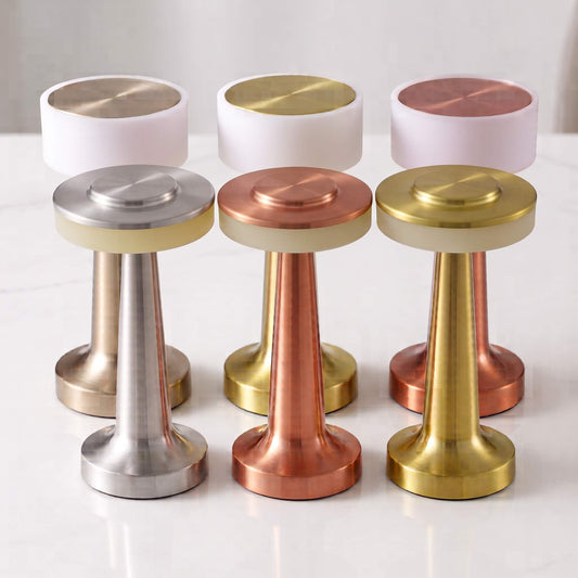 PONTUS – Wiederaufladbare Retro-Tischlampe mit Touch-Dimmung und 3 Lichtfarben – Kabellose LED-Lampe in Gold, Silber oder Roségold