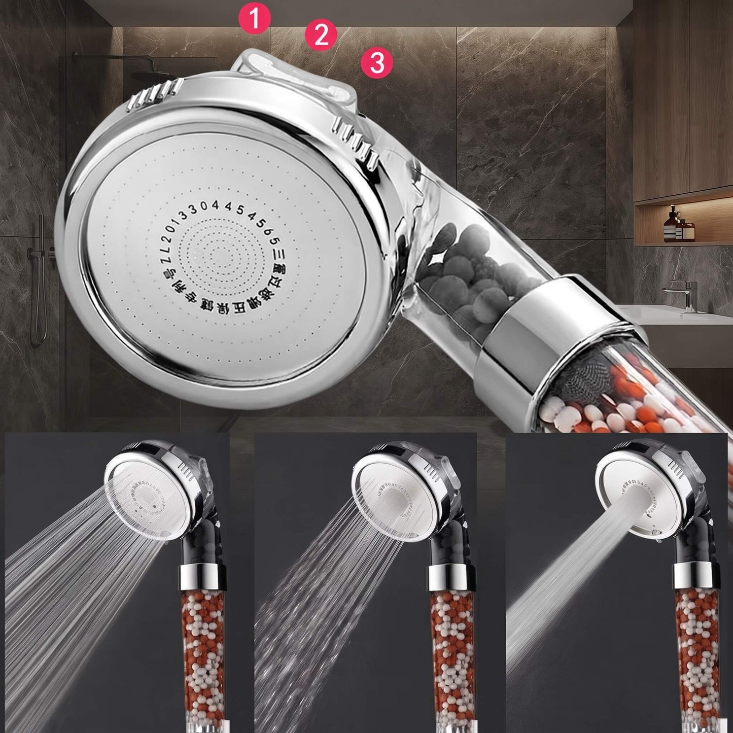 PureHaven – Handbrause mit doppelter Filterung, hohem Wasserdruck und wassersparendem Design für das Badezimmer