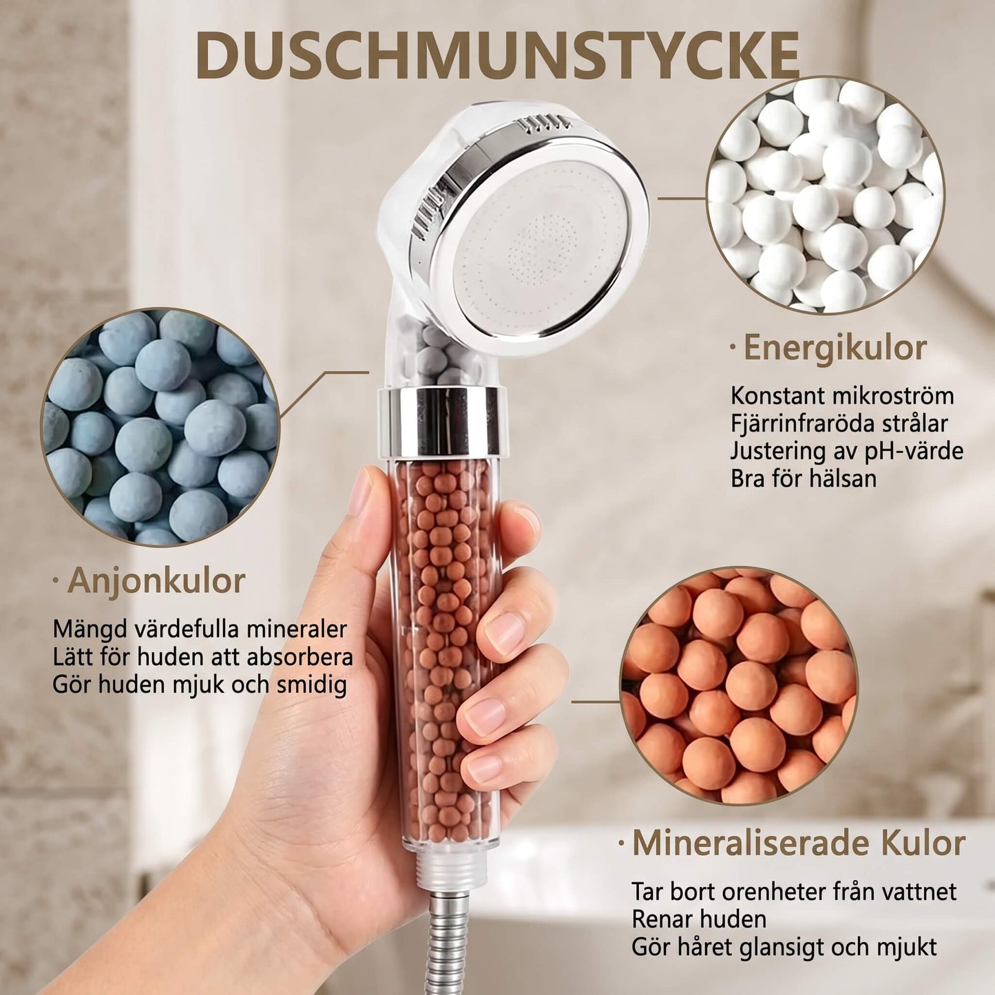 PureHaven – Handbrause mit doppelter Filterung, hohem Wasserdruck und wassersparendem Design für das Badezimmer