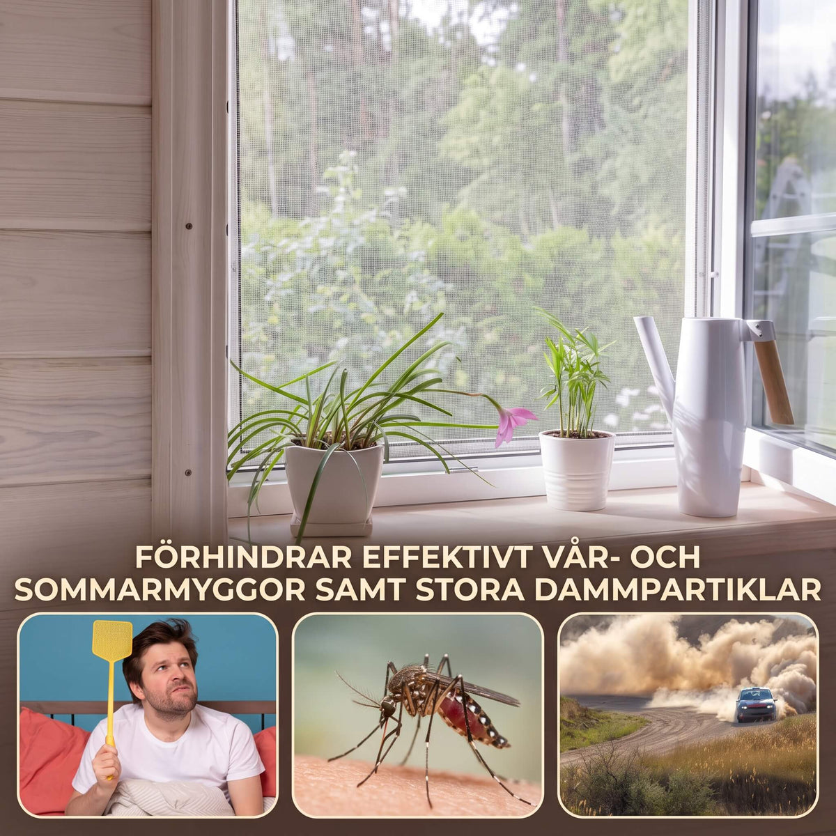 RUNE – Selbstklebendes Insektenschutznetz für Fenster 130x150 cm oder 150x200 cm – Transparent, zuschneidbar und einfach zu montieren