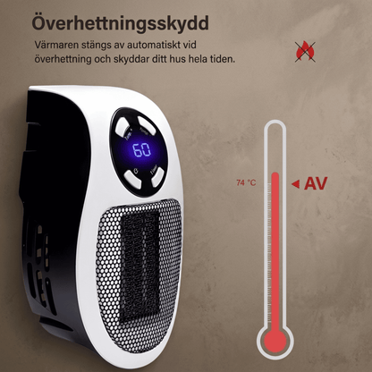 SAGA – Bærbar Elektrisk Varmer med LED-skjerm, Timer & Justerbar Temperatur
