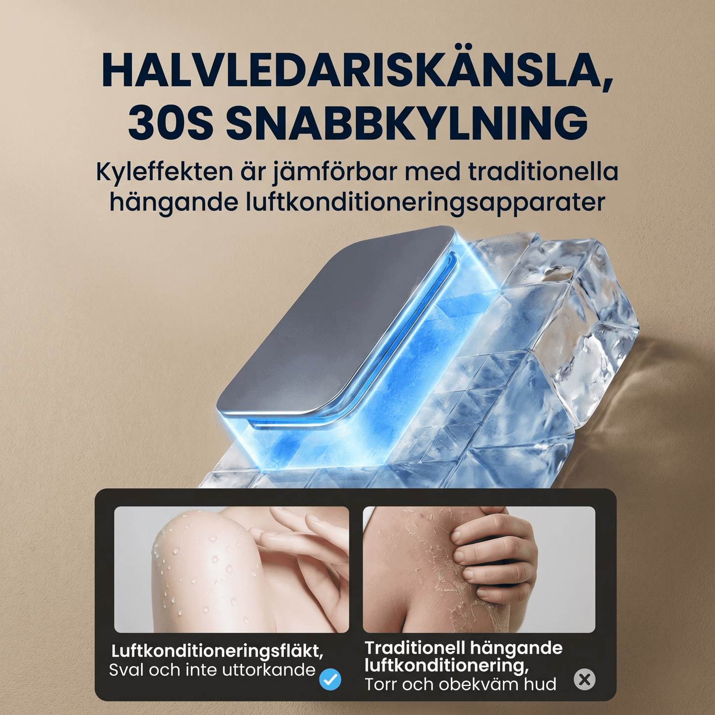 SIGVARD – Trådlös Bladlös Kylfläkt med Ismistspray och Fjärrkontroll – 20W