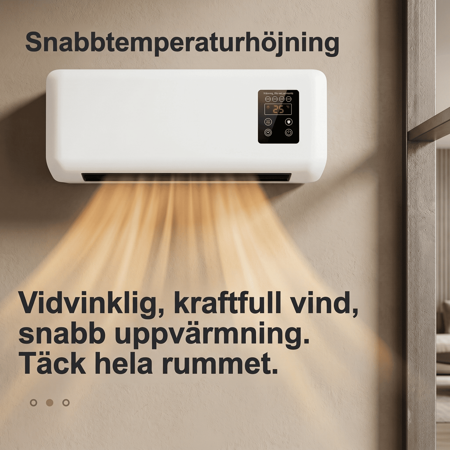SINDRE – Väggmonterad Värmare och Kylfläkt med Fjärrkontroll – Portabel 2-i-1 Klimatenhet för Badrum, Sovrum och Kök